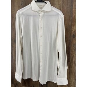 Suitsupply Dress Shirt Mens Medium 15.5 Extra Slim White Egyptian Cotton Texture